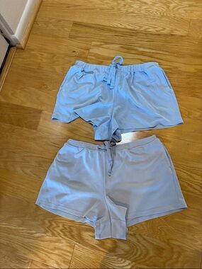Arula Light Blue  and gray Elastic Waist Lounge Shorts